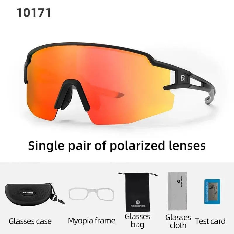 ROCKBROS Polarized Photochromic Cycling Glasses, Bike Glasses Outdoor Sports MTB Bicycle Sunglasses Goggles Eyewear Myopia Frame