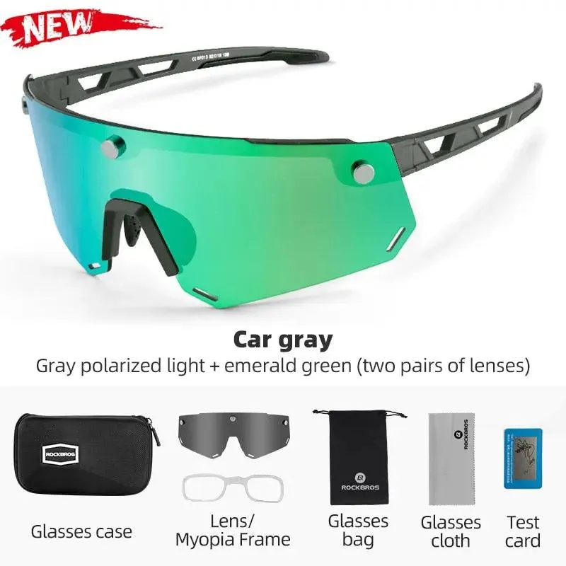 ROCKBROS Polarized Photochromic Cycling Glasses, Bike Glasses Outdoor Sports MTB Bicycle Sunglasses Goggles Eyewear Myopia Frame