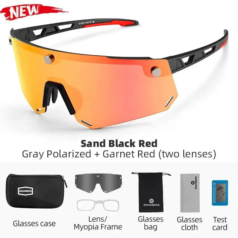 ROCKBROS Polarized Photochromic Cycling Glasses, Bike Glasses Outdoor Sports MTB Bicycle Sunglasses Goggles Eyewear Myopia Frame