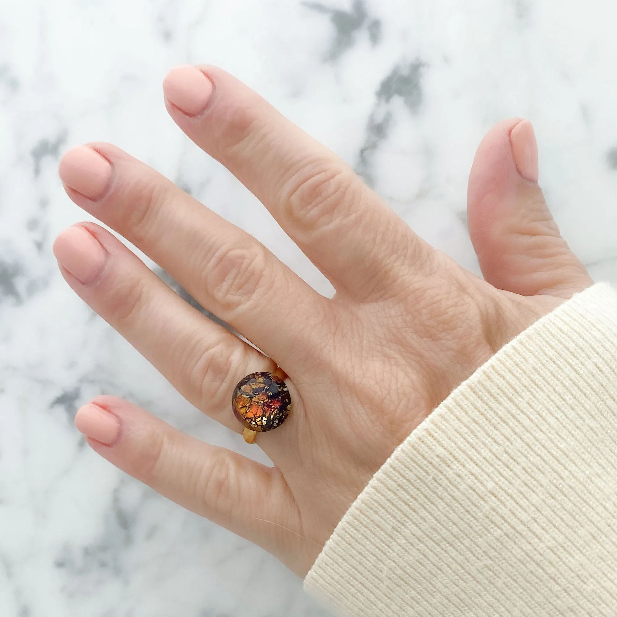 ROLAND gold and fire opal ring