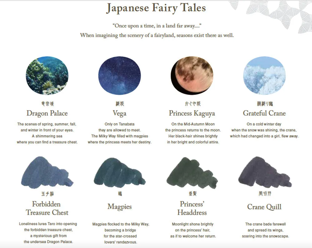 Sailor Shikiori Japanese Fairy Tales' Bottled Ink in Crane Quill (Kazakiribane) - 20 mL