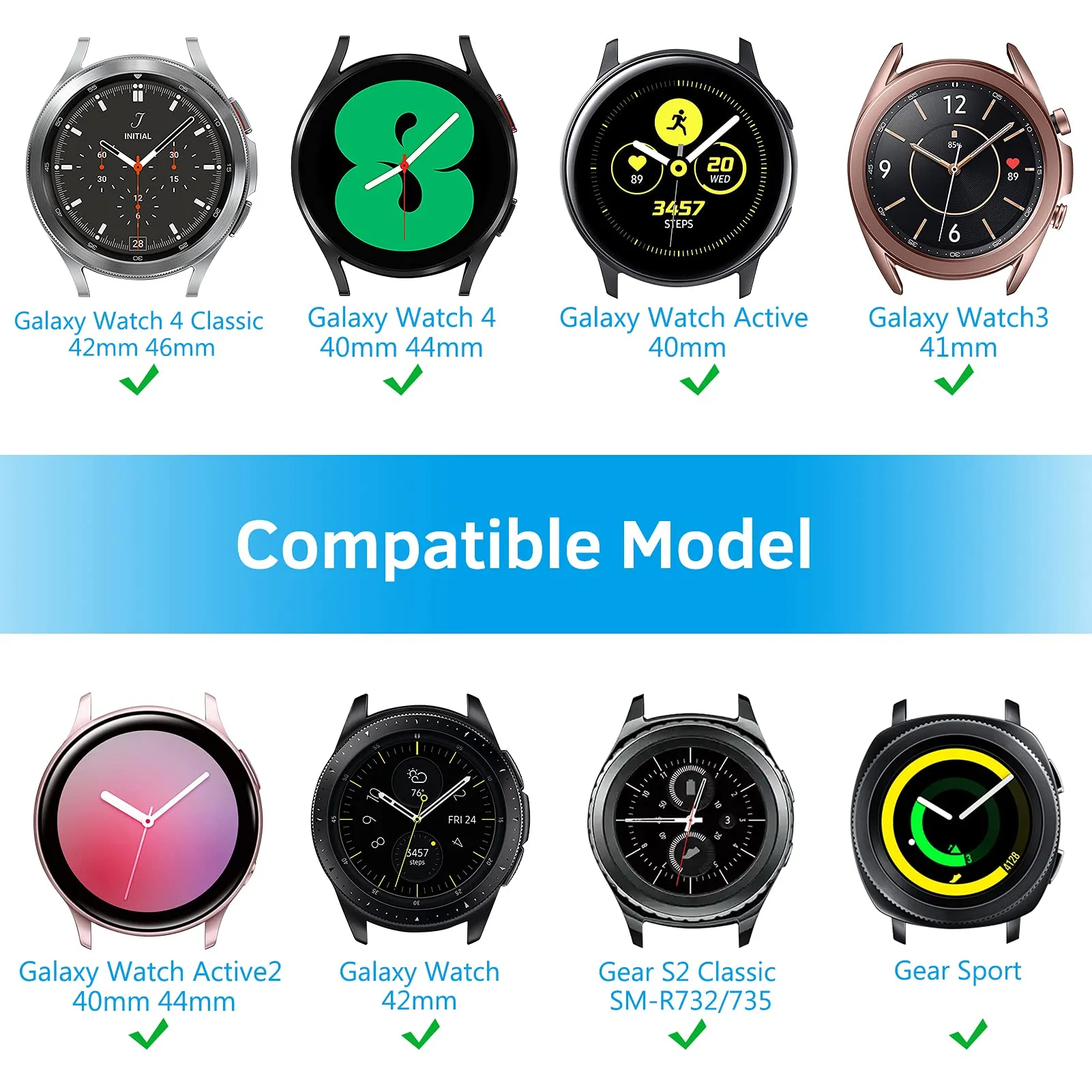 Samsung Galaxy Watch 4 40mm 44mm/Classic/Active 2 40mm 44mm/Galaxy Watch 3 41mm | Leather Wristband Strap | Brown