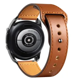 Samsung Galaxy Watch 4 40mm 44mm/Classic/Active 2 40mm 44mm/Galaxy Watch 3 41mm | Leather Wristband Strap | Brown
