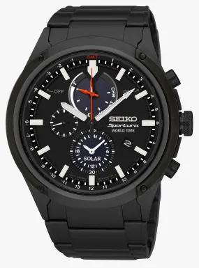 Seiko Sportura Solar Chronograph Black Dial Men's Watch