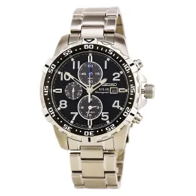 Seiko SSC305 Men's Core Solar Blue Dial Steel Bracelet Chronograph Alarm Watch