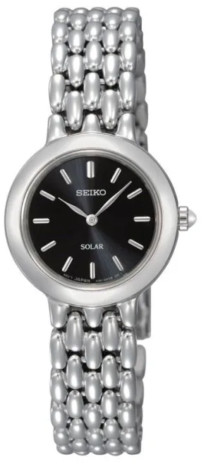 Seiko SUP047 Women's Black Dial Stainless Steel Solar Powered Watch