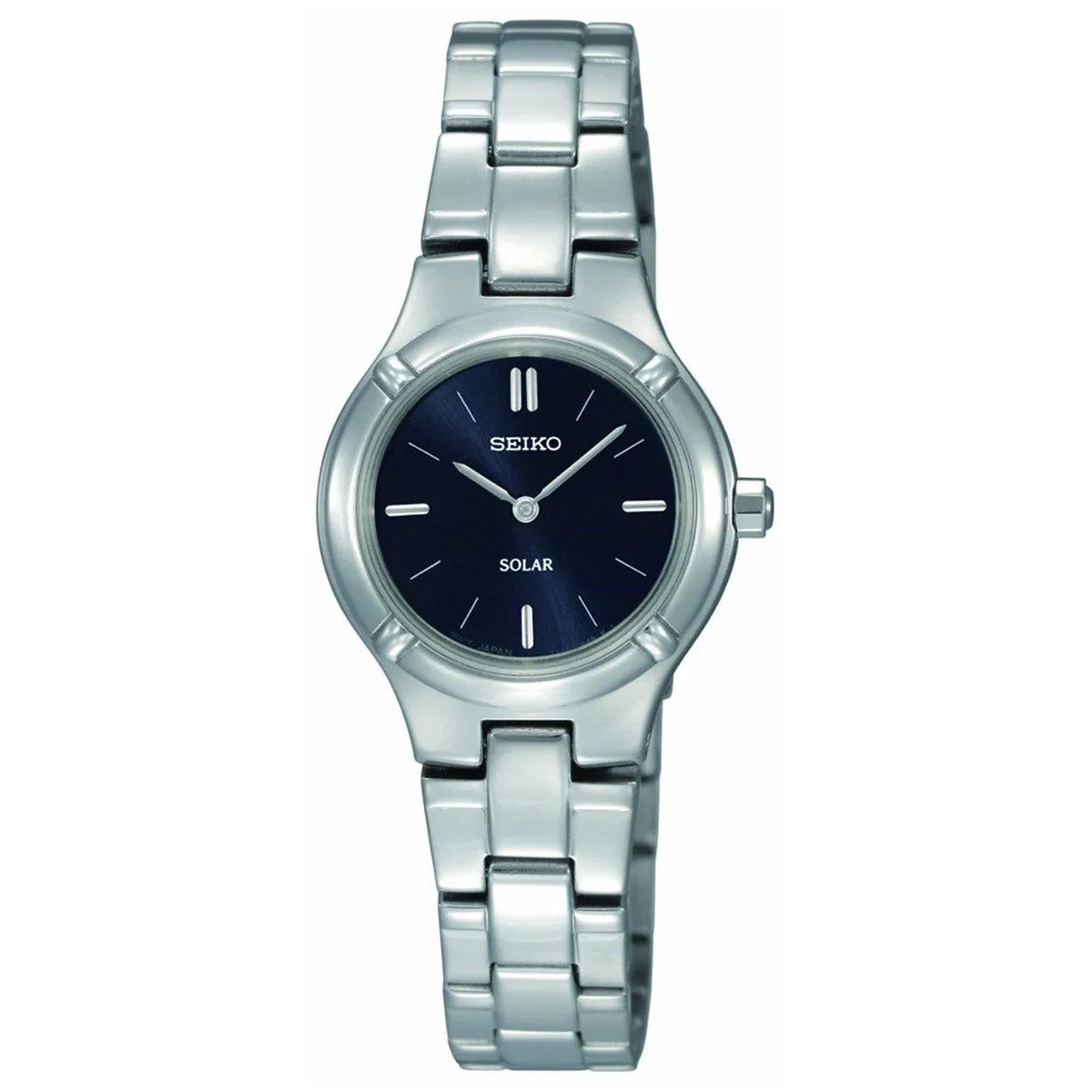 Seiko SUP065 Women's Dress Solar Black Dial Steel Bracelet Power Reserve Watch