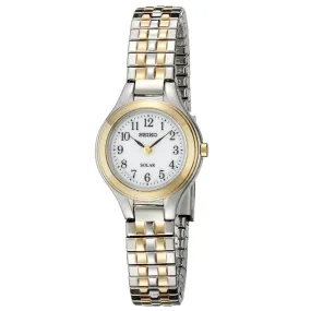 Seiko SUP100 Women's Core Solar White Dial Two Tone Steel Power Reserve Watch