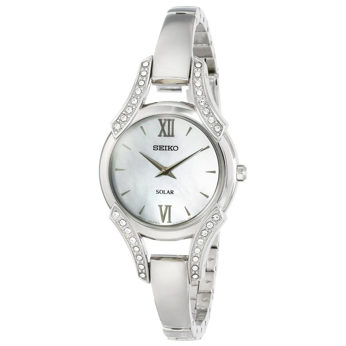 Seiko SUP213 Women's Core Solar Mother of Pearl Dial Steel Bracelet Power Reserve Watch