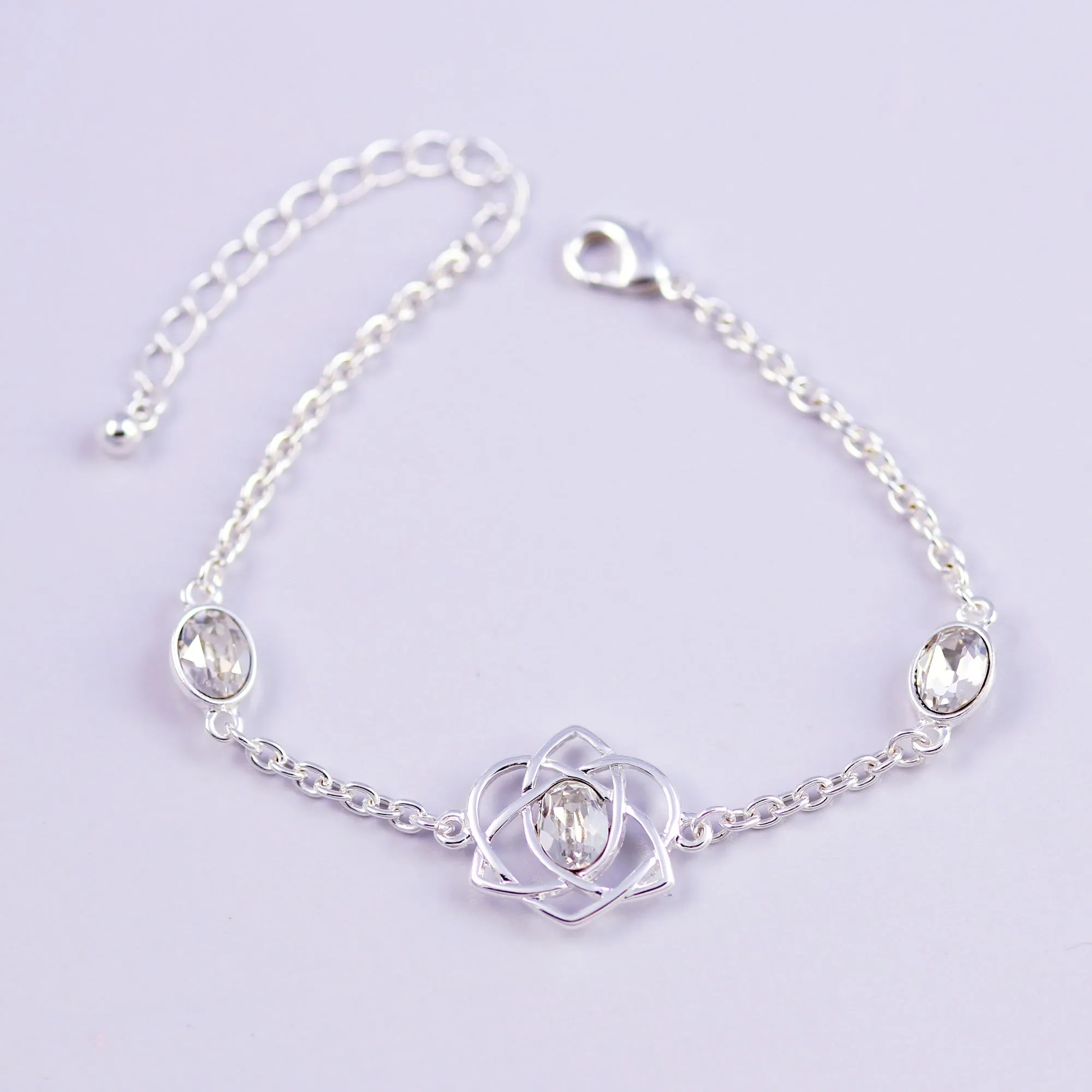 Silver & Crystal Trinity Love Knot Bracelet