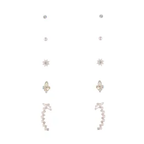Silver Iridescent Cuff Star Earring Pack