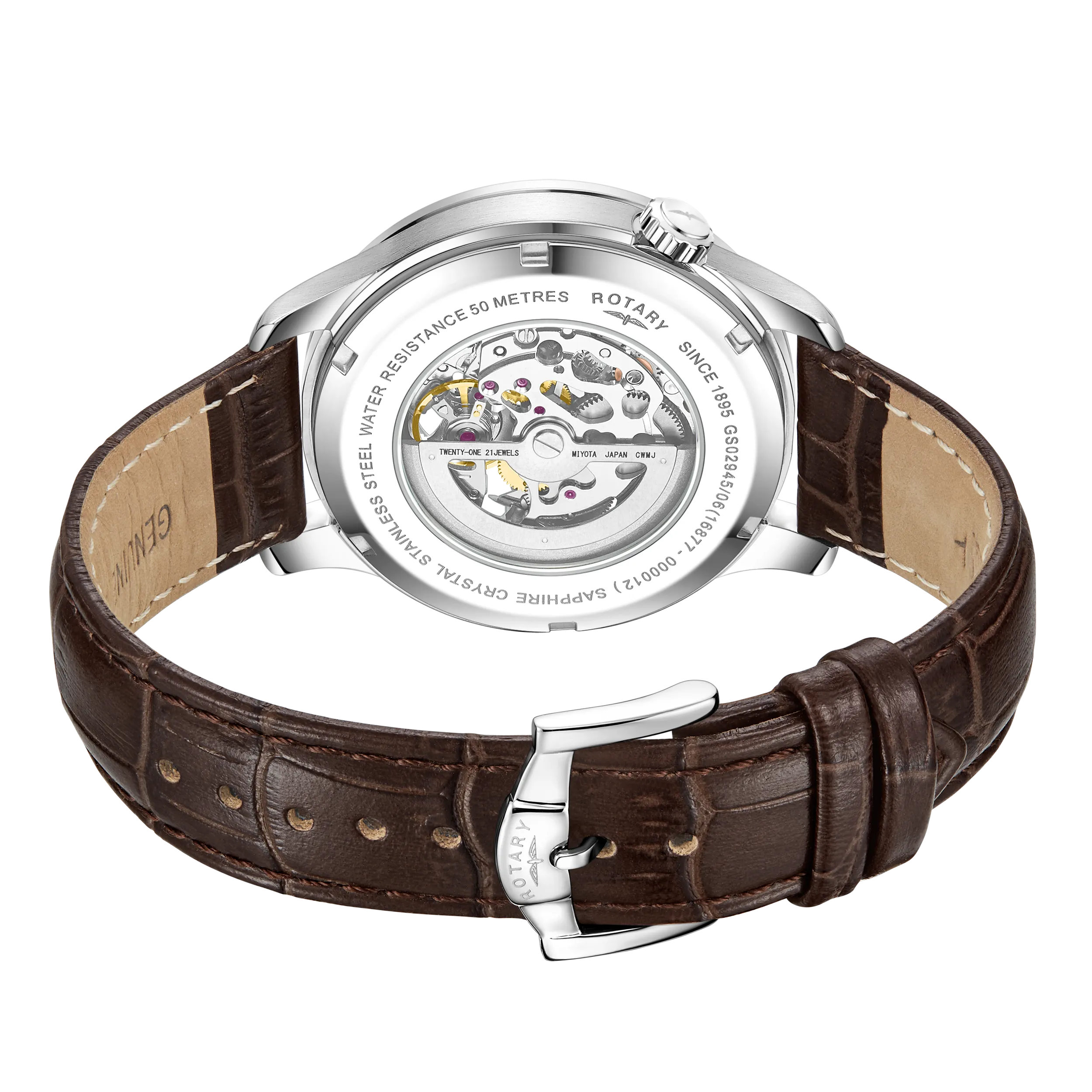 Skeletal Watch with Brown Strap