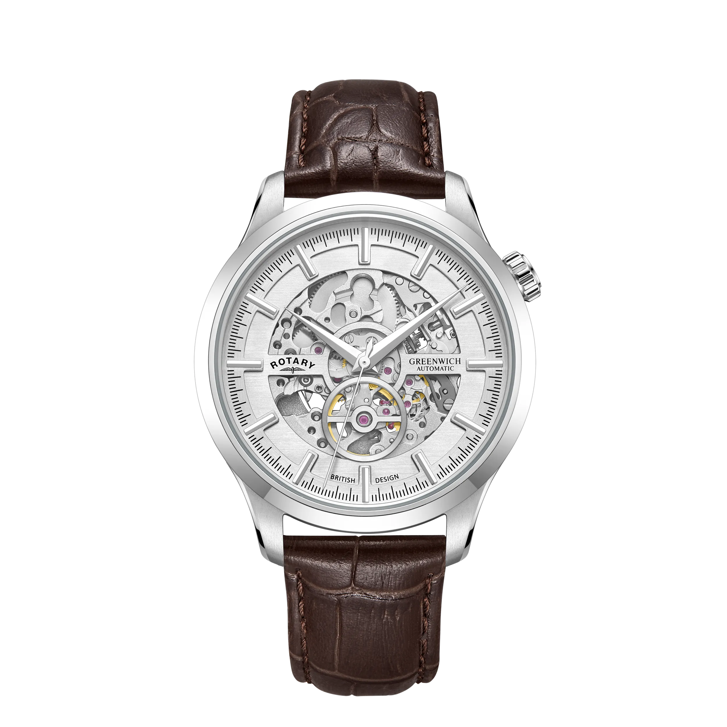 Skeletal Watch with Brown Strap