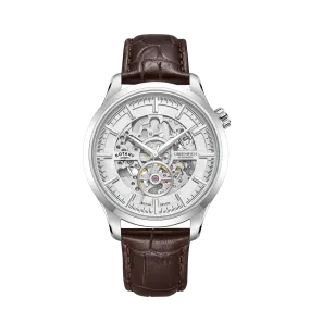 Skeletal Watch with Brown Strap