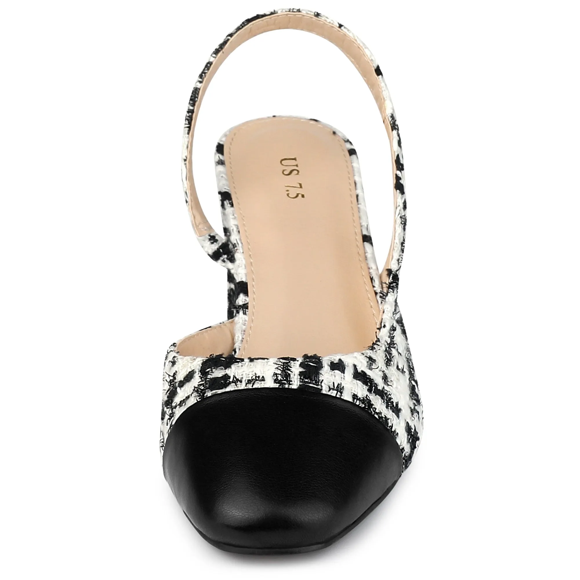 Slingback Cap Toe Christmas Plaid Chunky Heel Pumps