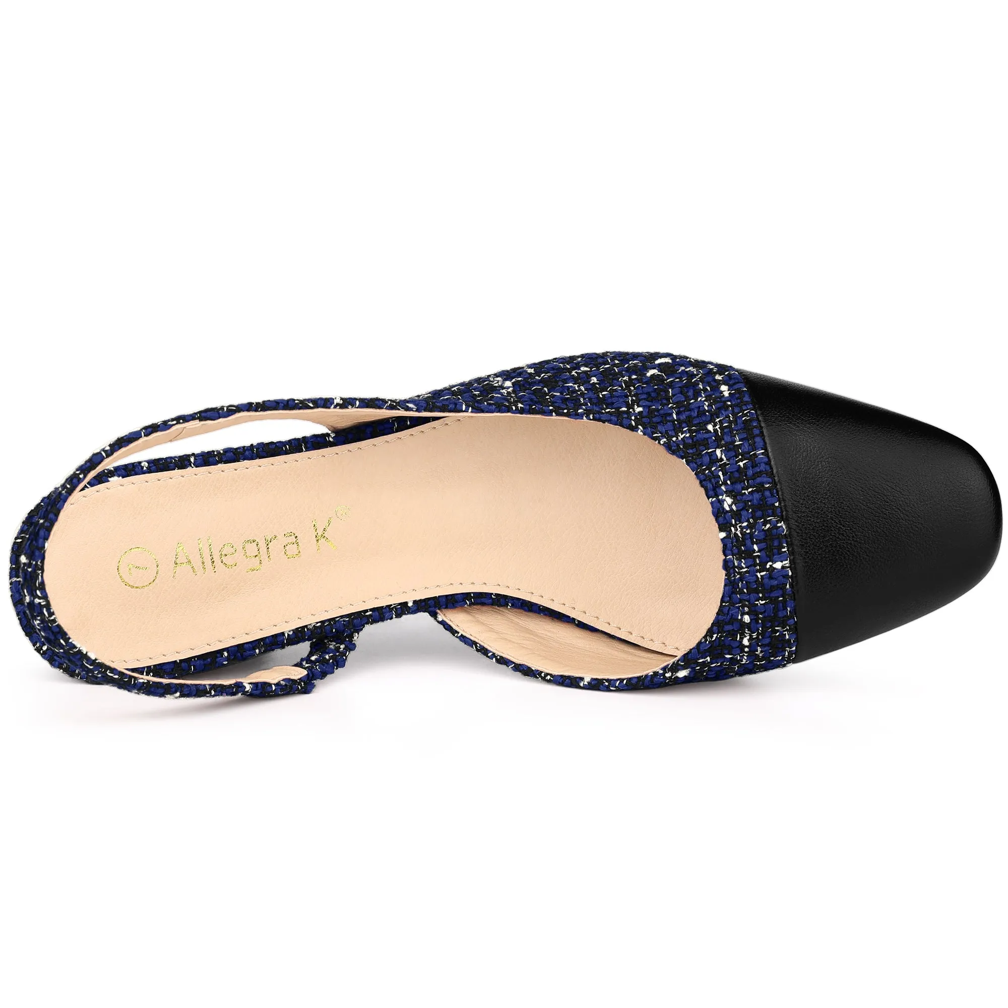 Slingback Cap Toe Christmas Plaid Chunky Heel Pumps