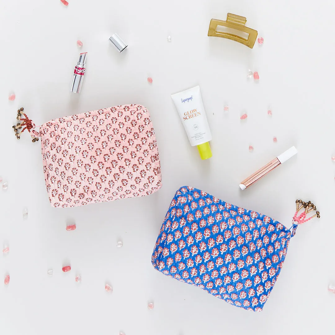 Small Quilted Pouch - Pink Lisbon Ditsy