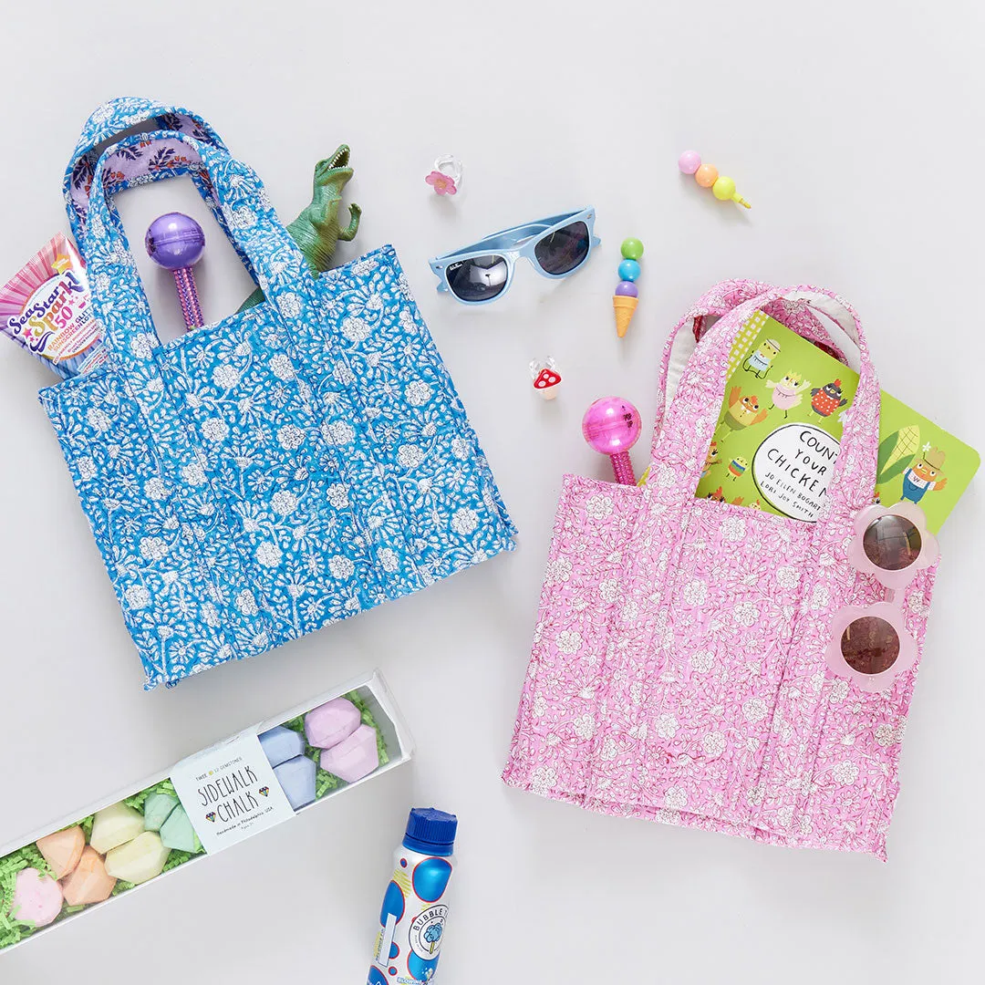Small Reversible Quilted Tote - Pink Garden