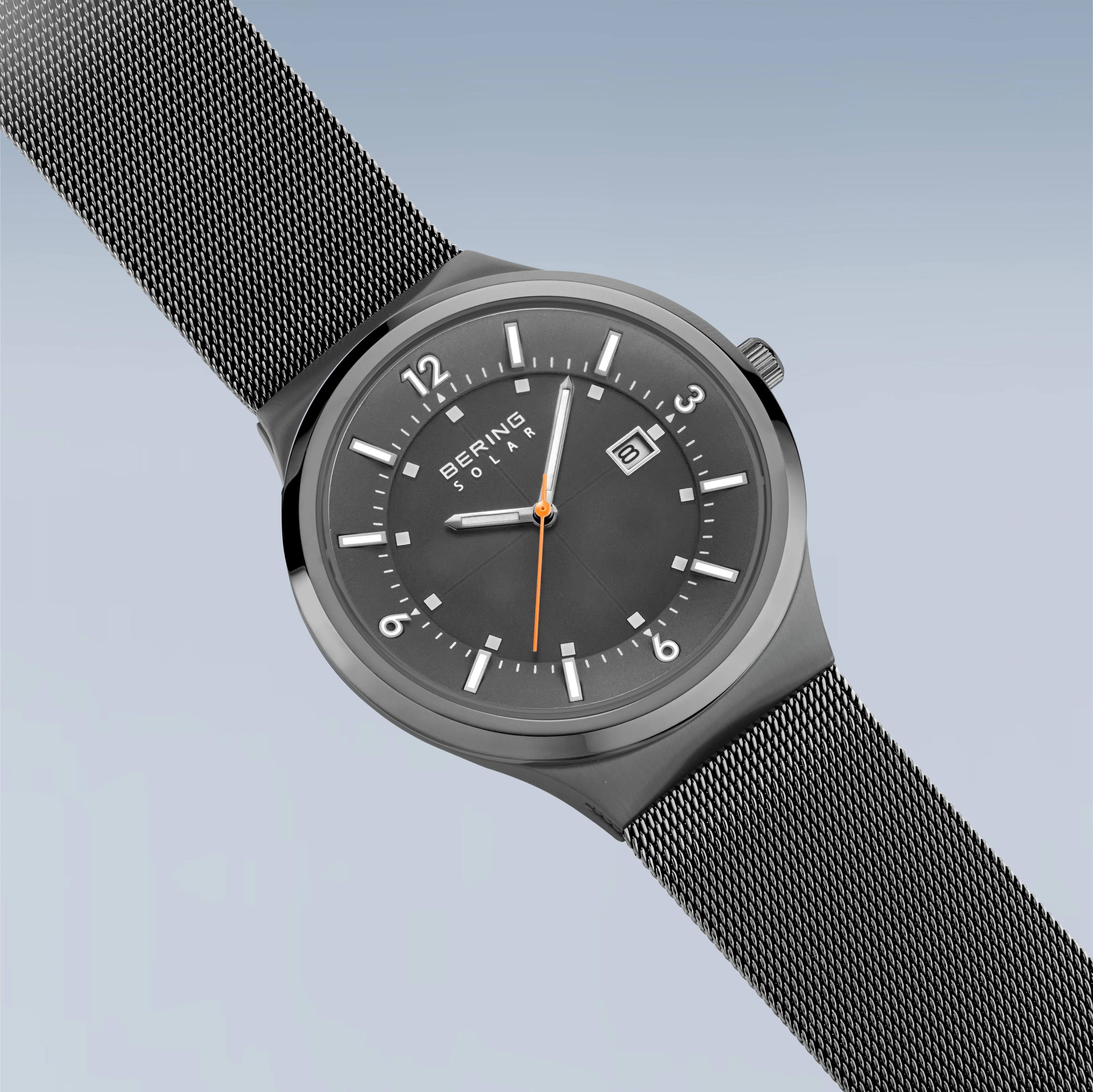 Solar Charcoal Mesh Strap Watch