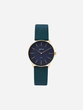 Solar Classic Appleskin Vegan Leather Watch | Gold & Black with Forest Green
