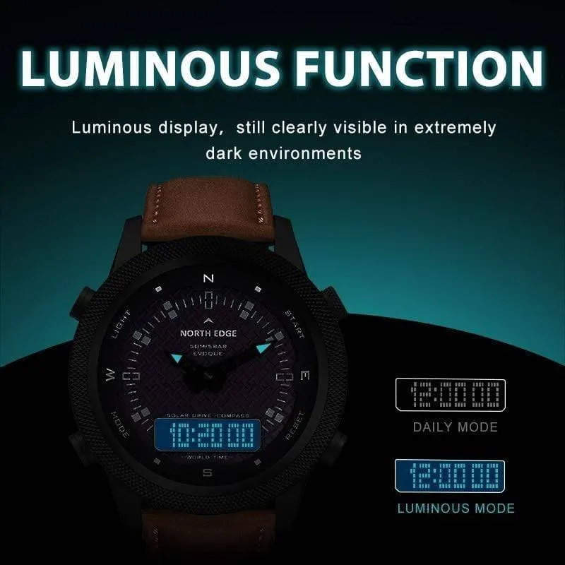 Solar-Powered Digital Compass Watch for Outdoor Adventure
