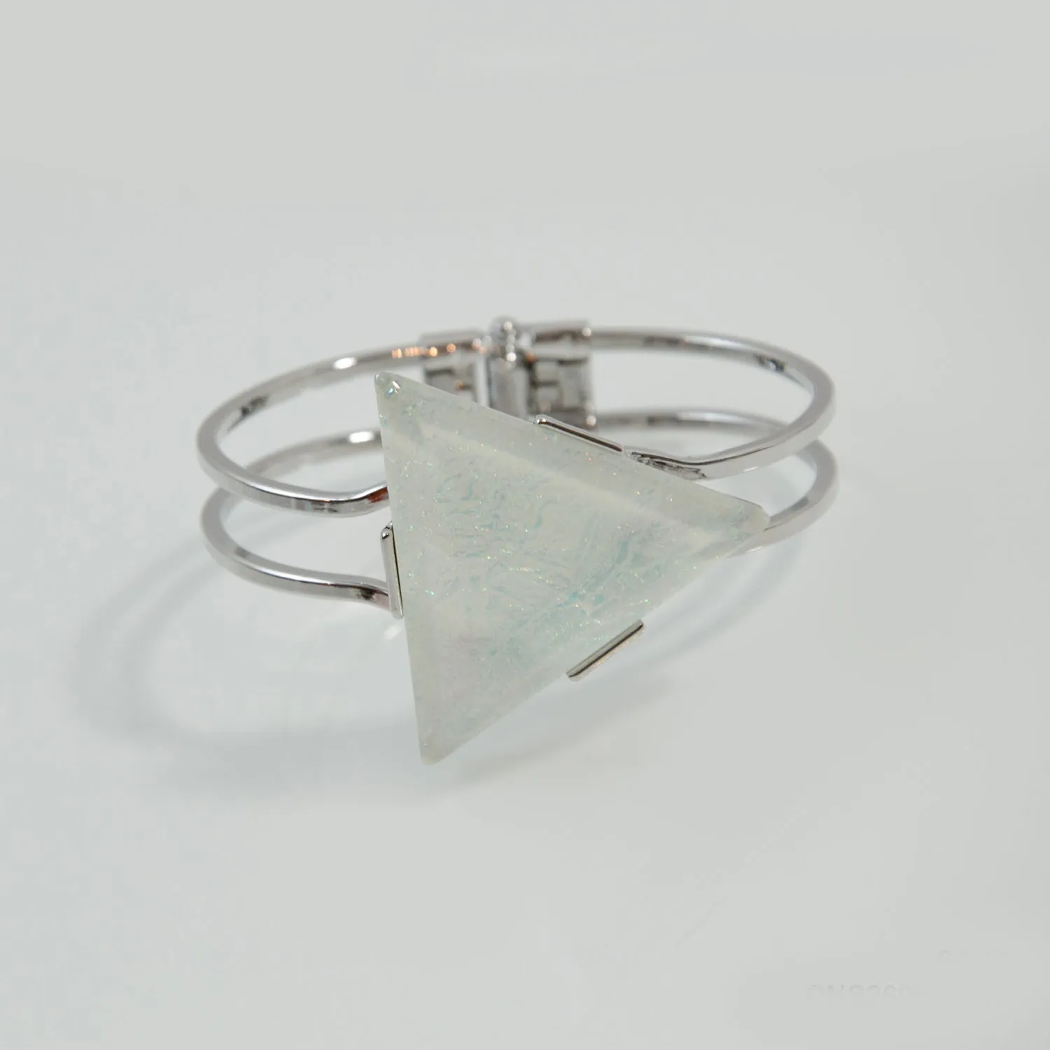 Statement cuff with iridescent triangular stone