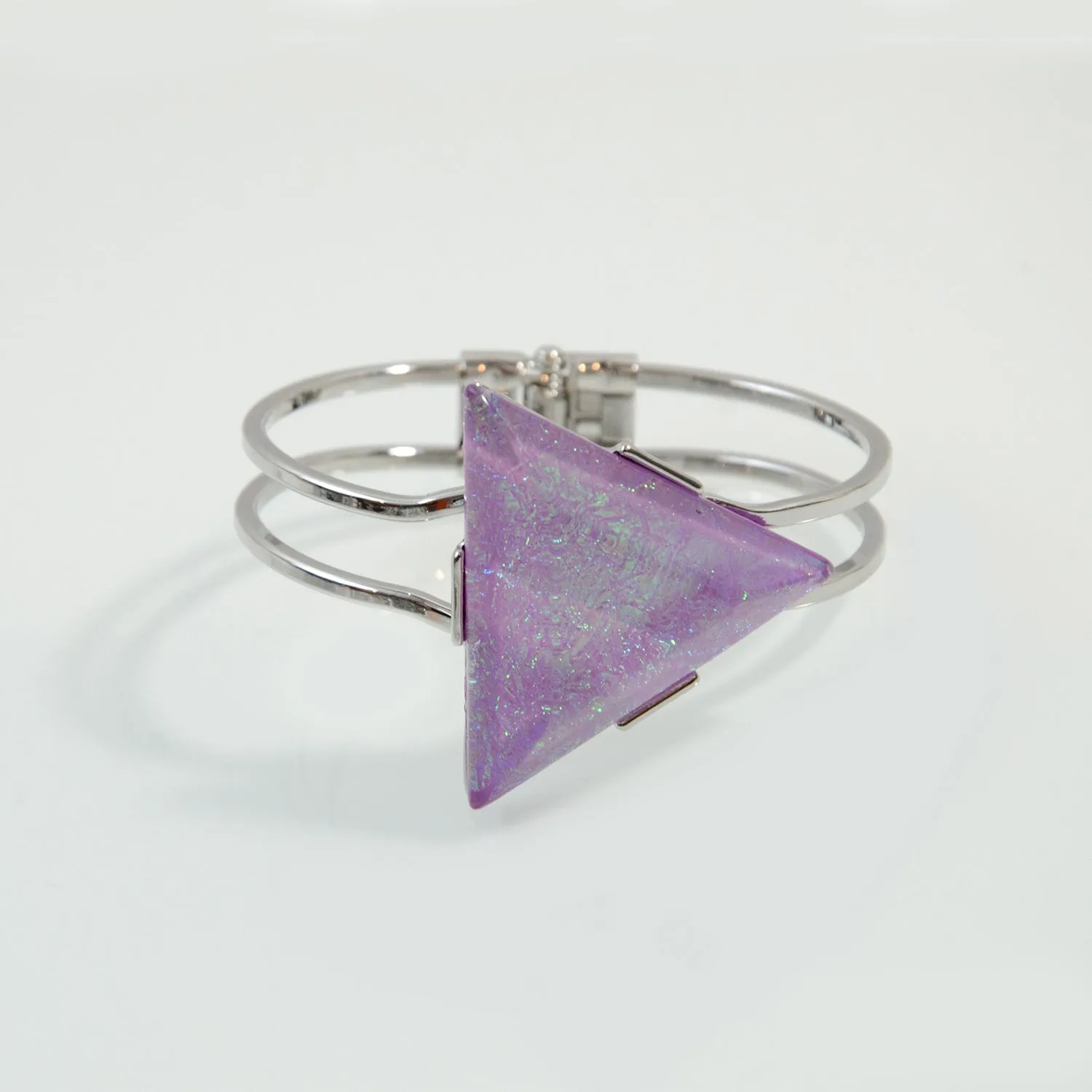 Statement cuff with iridescent triangular stone