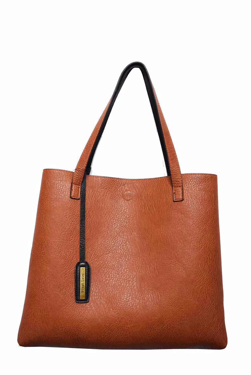 Street Level Black/Cognac Reversible Tote