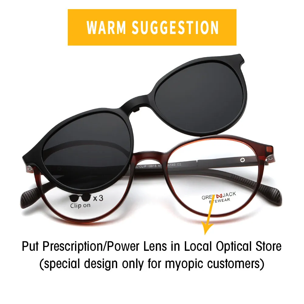 Strong and Durable TR90 Clip On Glasses with Spring Hinge 10015