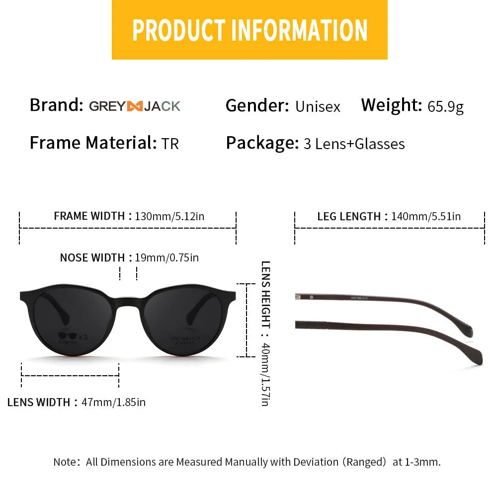 Strong and Durable TR90 Clip On Glasses with Spring Hinge 10015
