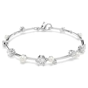 Swarovski Constella Crystal and Pearl Bracelet Rhodium Plated