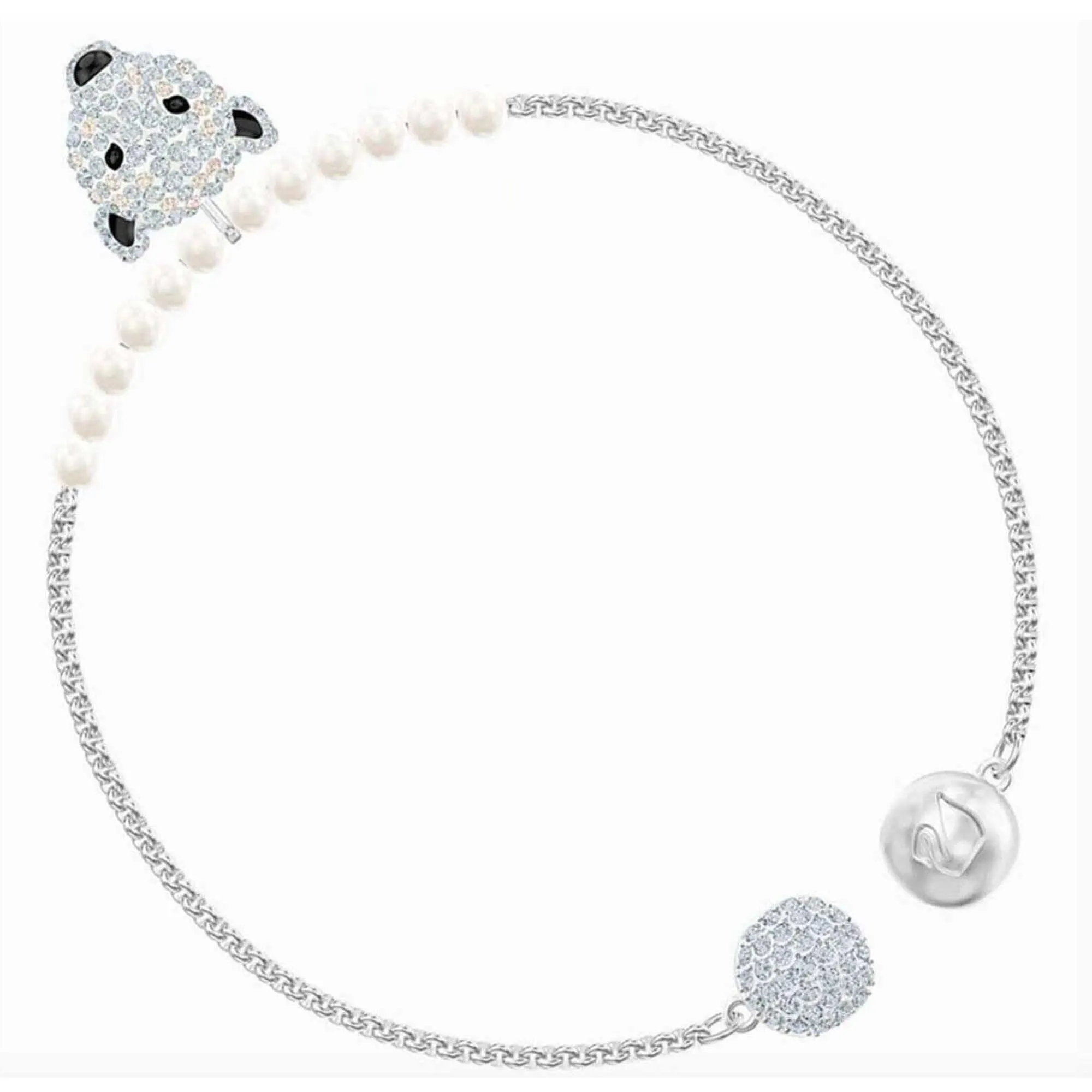 Swarovski Women's Bracelet - Polar Bestiary Rhodium Plated White Pearls | 5493706