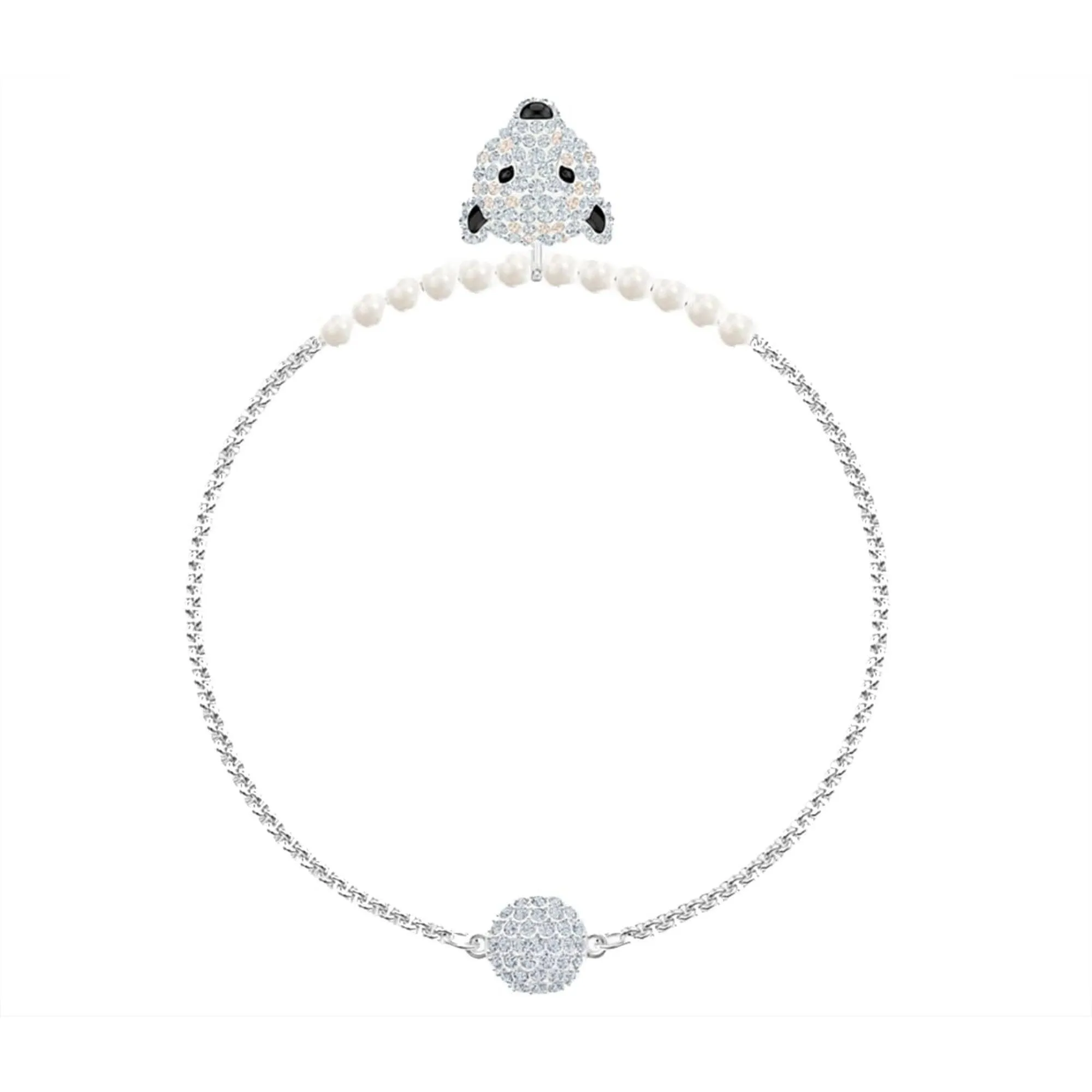 Swarovski Women's Bracelet - Polar Bestiary Rhodium Plated White Pearls | 5493706
