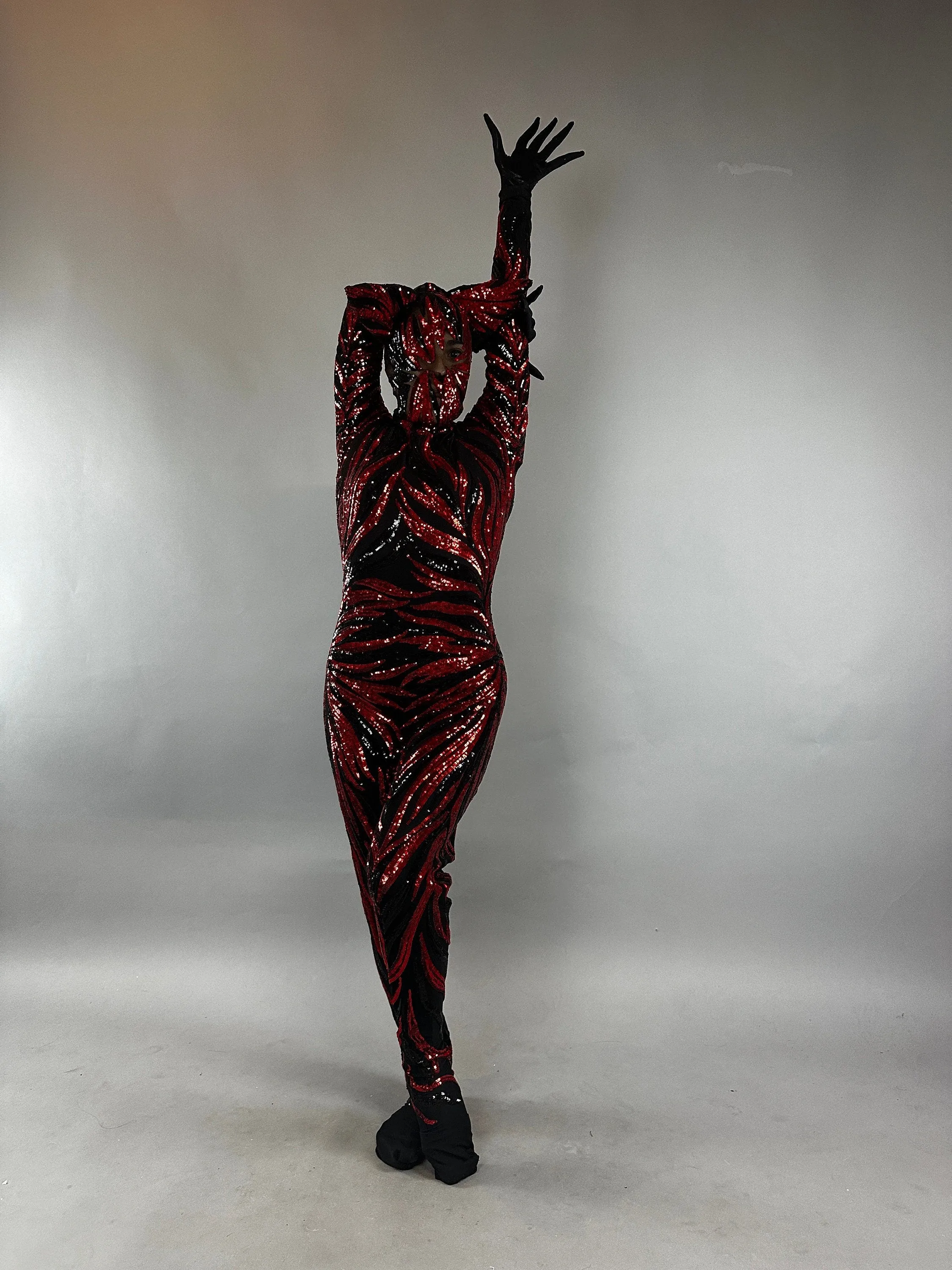 Vamp Costume, Fantasy Character , Halloween Costume, Exotic Dancewear, Sequins Catsuit, Trending Now