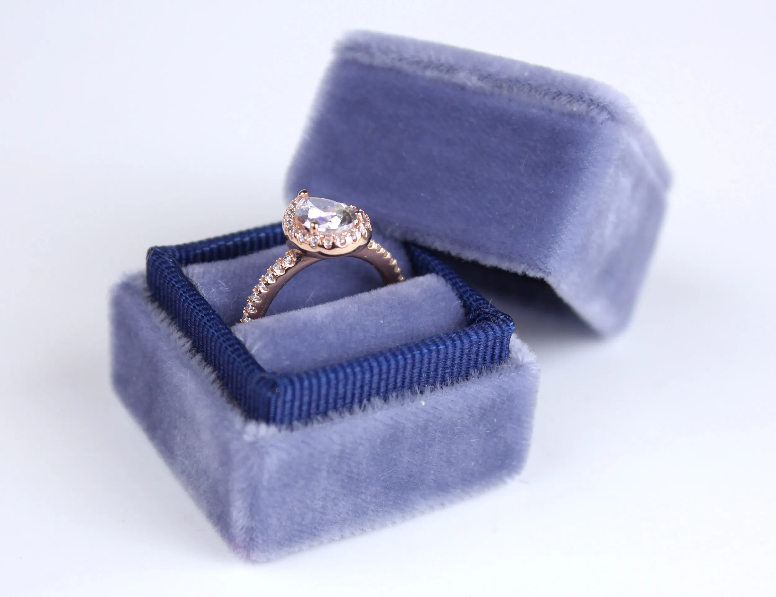 Velvet Ring Box in Frosted Blueberry