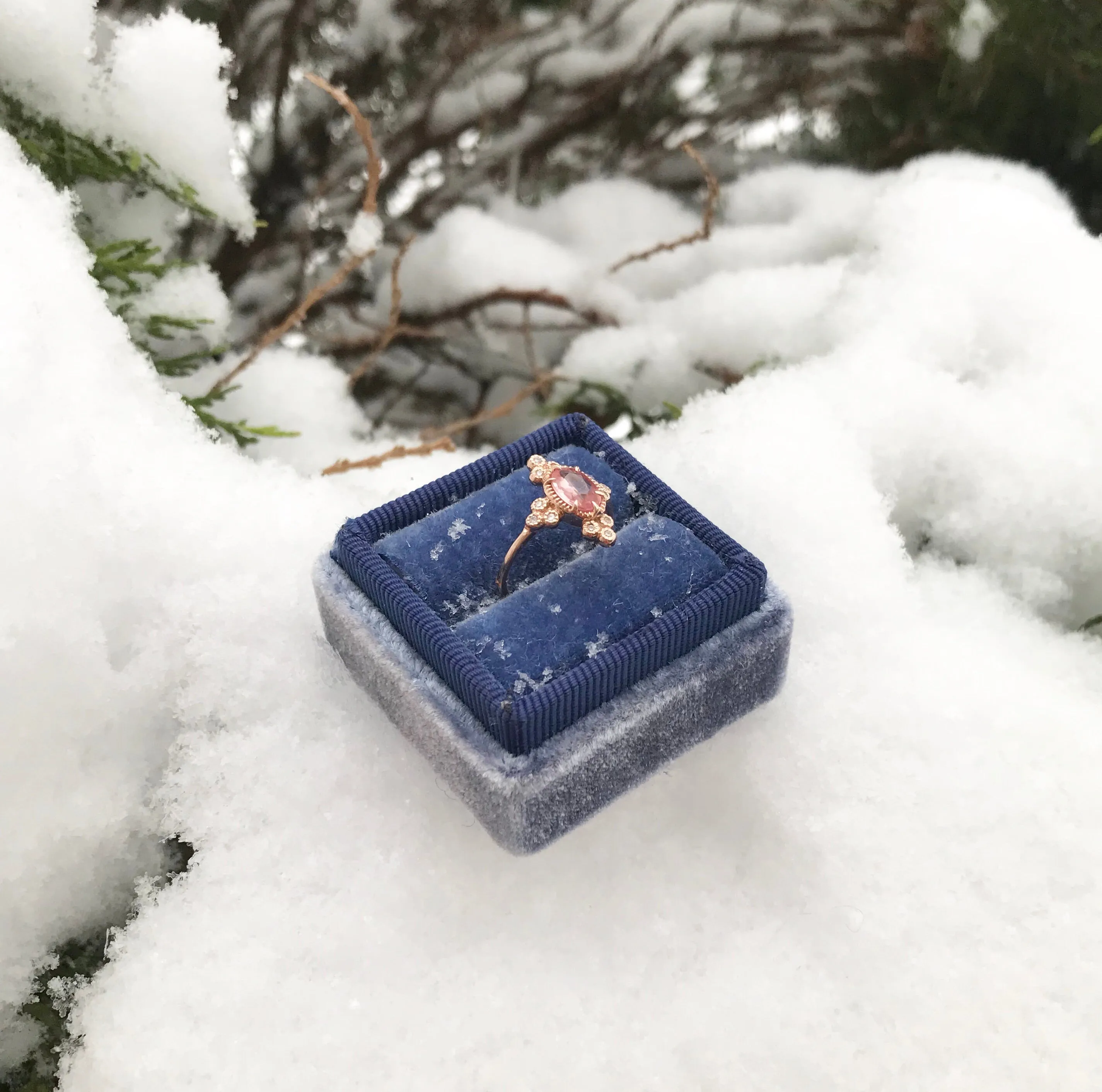 Velvet Ring Box in Frosted Blueberry