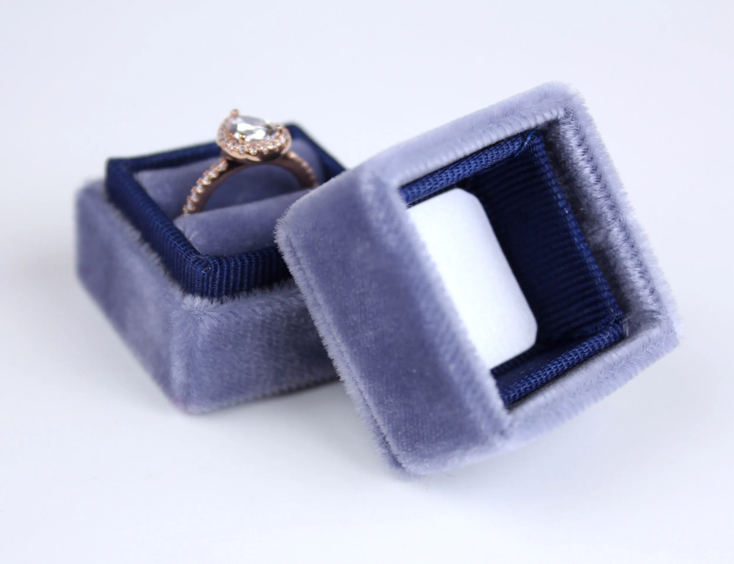 Velvet Ring Box in Frosted Blueberry