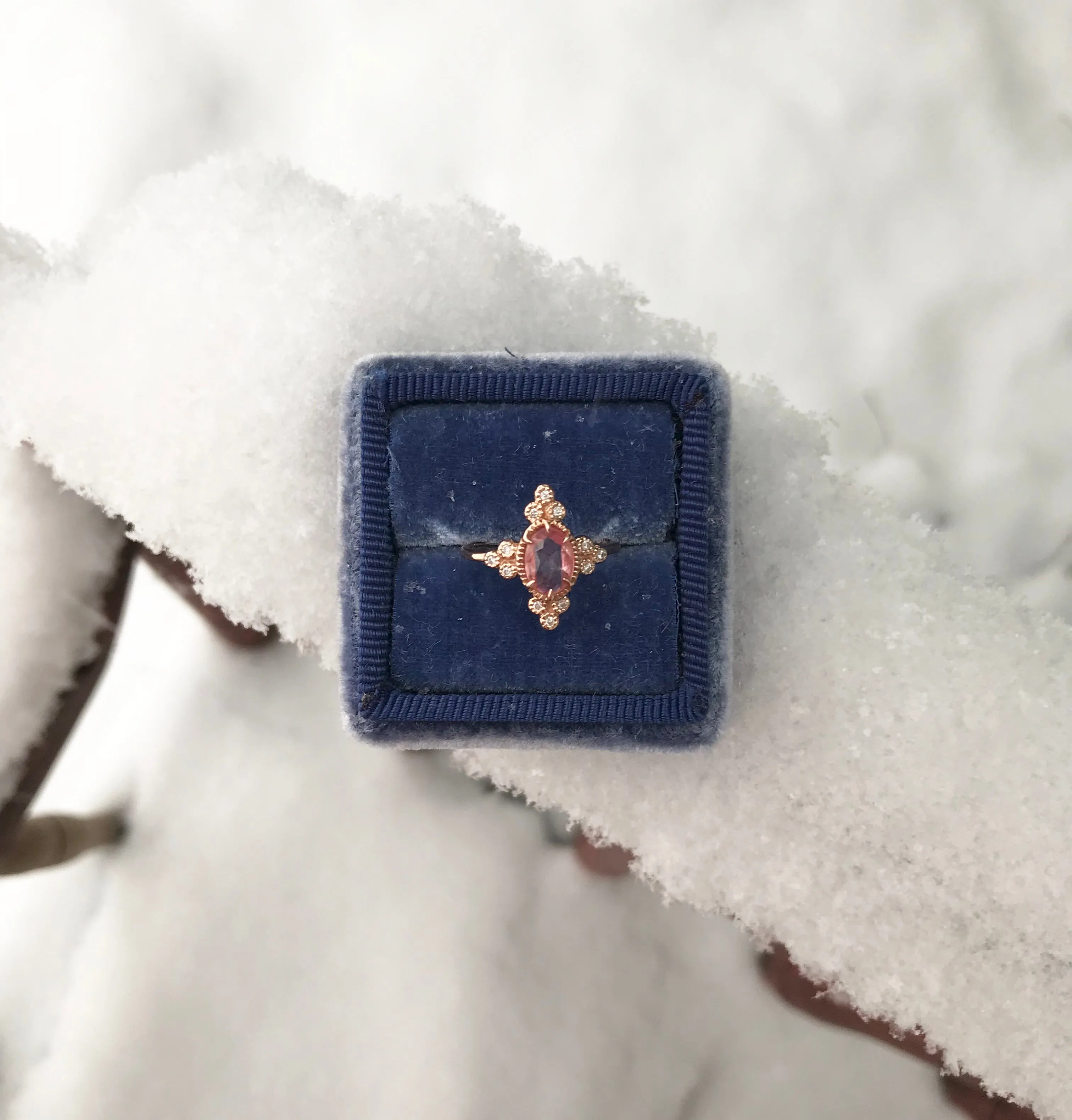 Velvet Ring Box in Frosted Blueberry