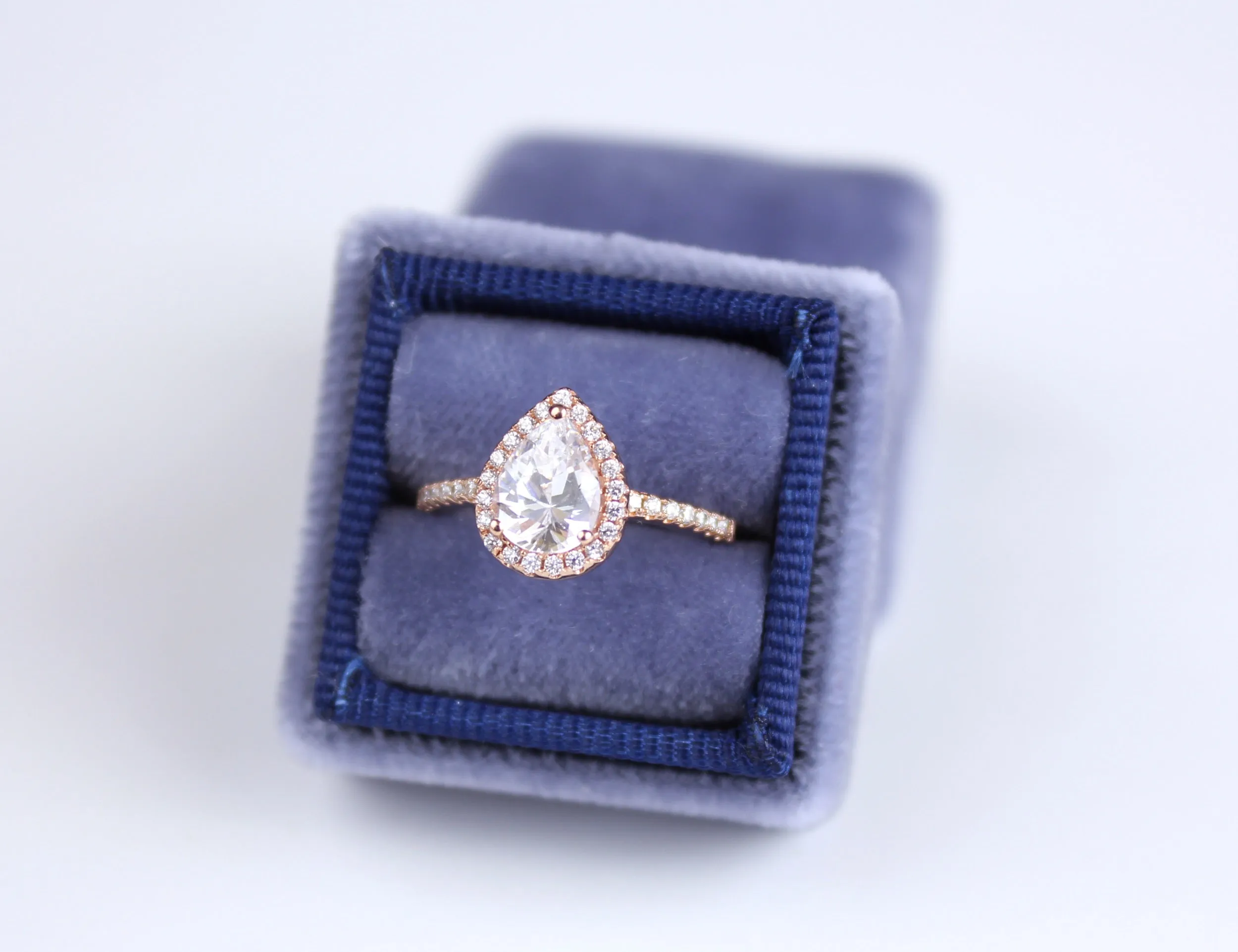 Velvet Ring Box in Frosted Blueberry