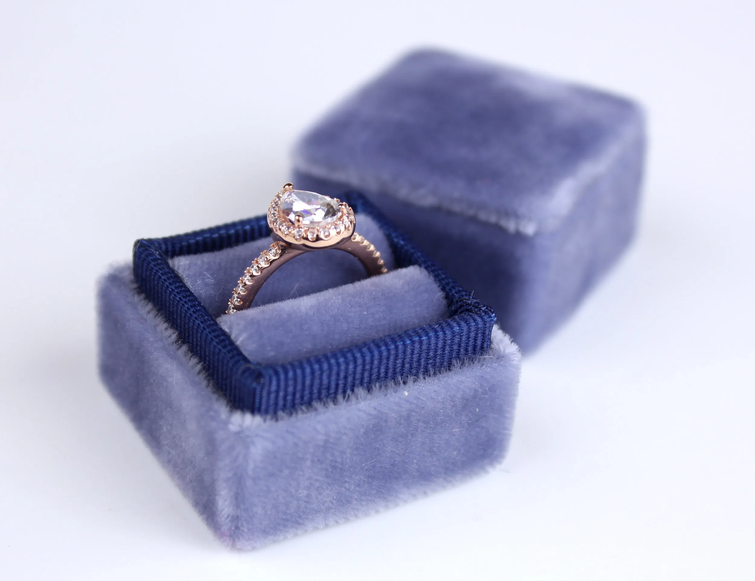 Velvet Ring Box in Frosted Blueberry
