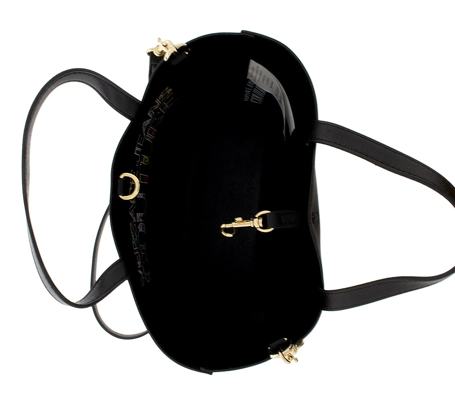 Versace Jeans Couture Black Floral Reversible Signature Shopper Tote Bag