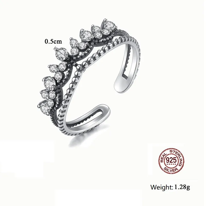 Vintage Crown Zircon Open Ring