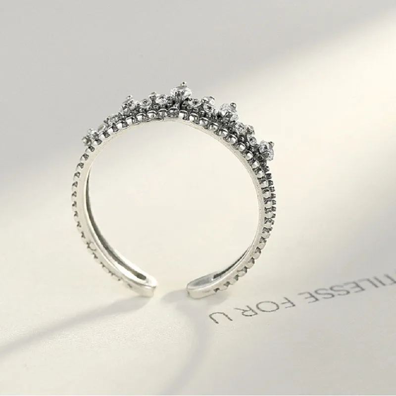 Vintage Crown Zircon Open Ring