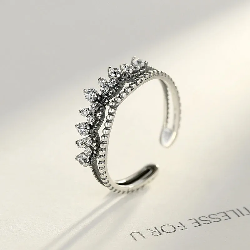 Vintage Crown Zircon Open Ring
