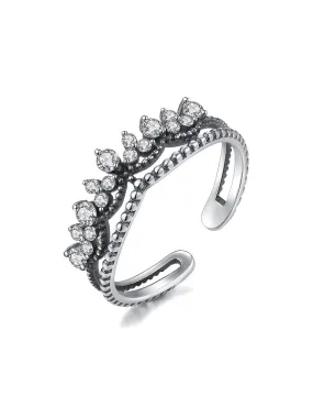 Vintage Crown Zircon Open Ring