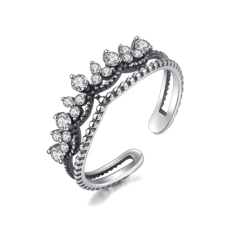 Vintage Crown Zircon Open Ring