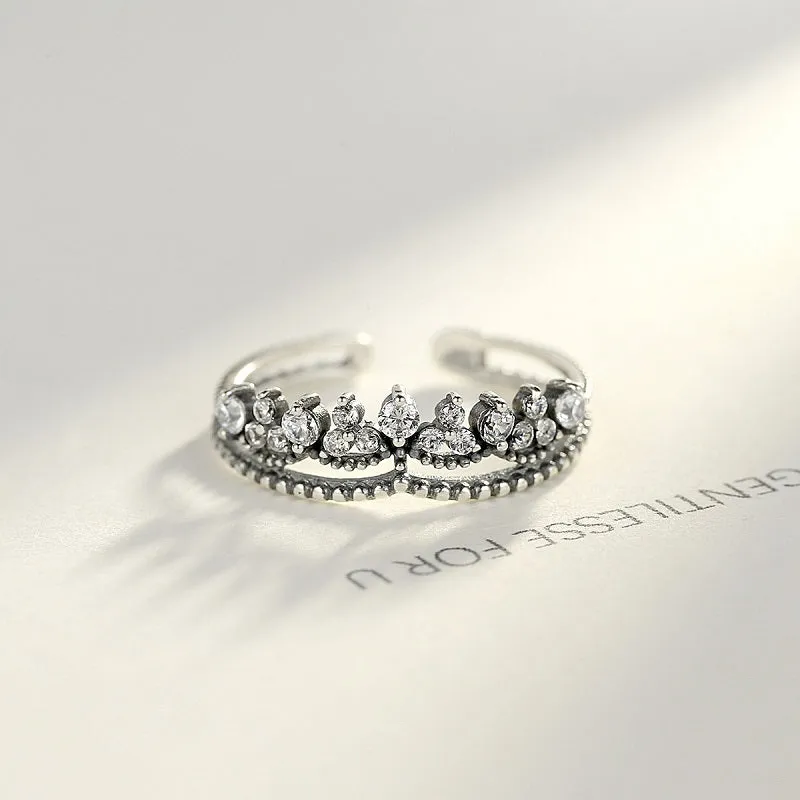 Vintage Crown Zircon Open Ring