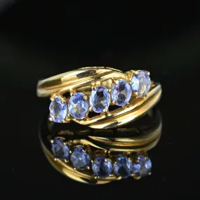 Vintage Gold Bypass Five Stone Tanzanite Ring