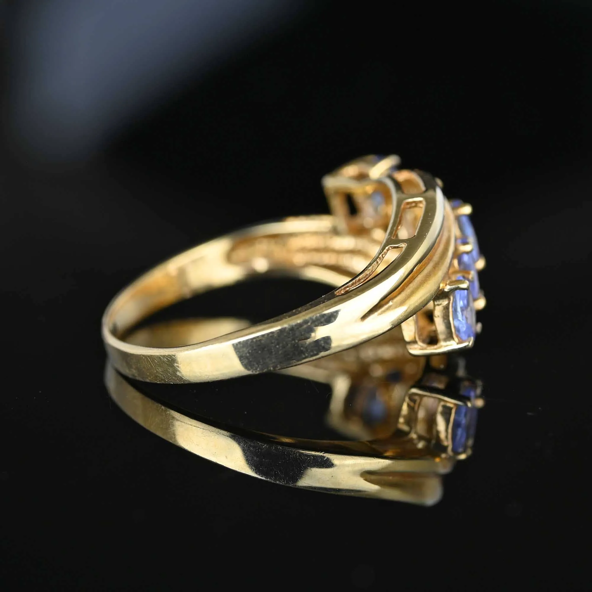 Vintage Gold Bypass Five Stone Tanzanite Ring