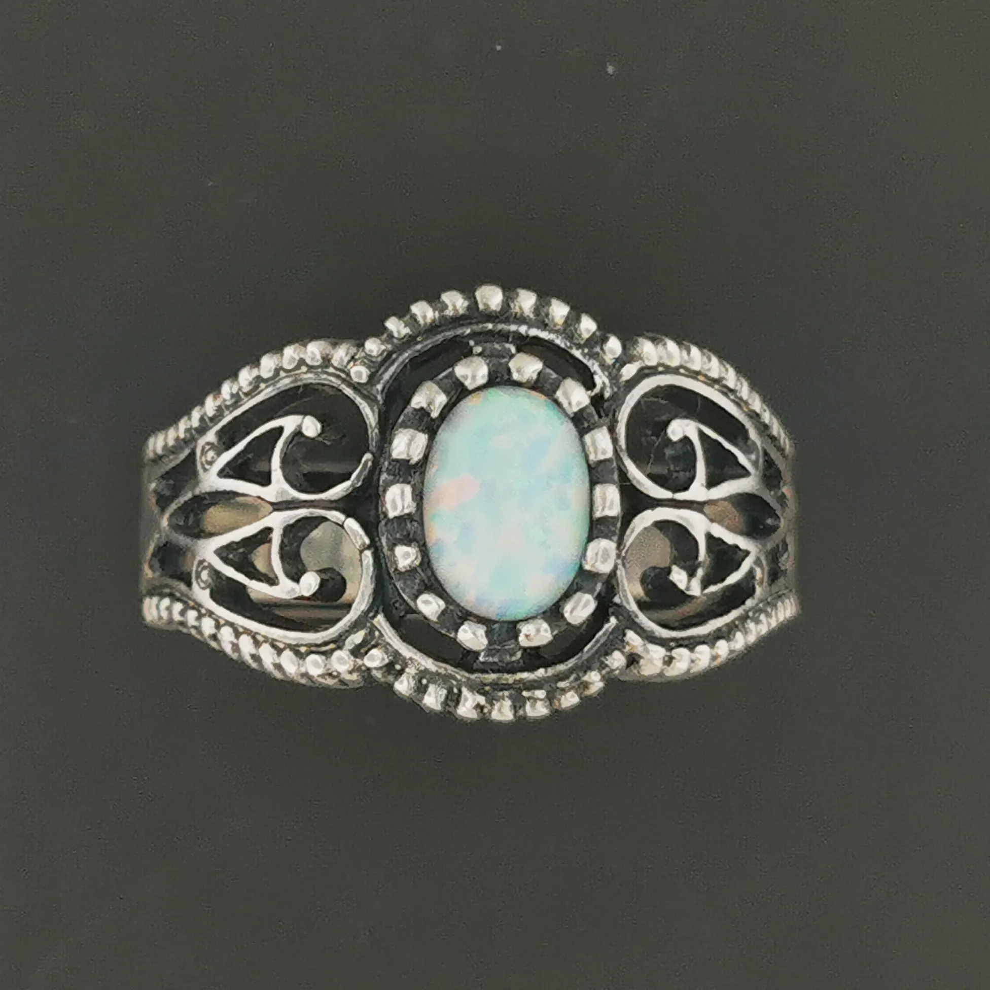 Vintage Style Filigree Ring with Gemstone in Sterling Silver